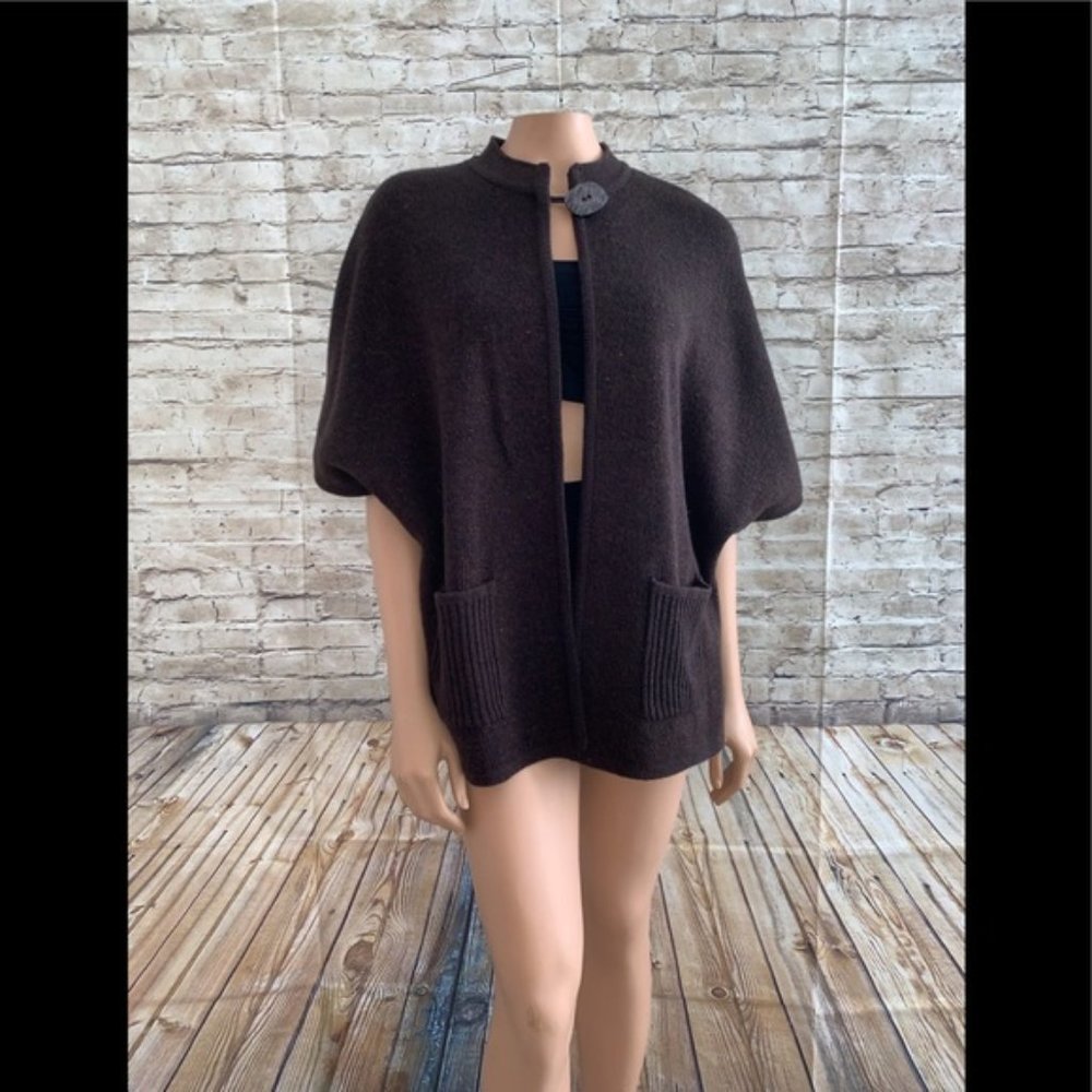 NWOT Coldwater Creek Brown Open Front Cape SZ LRG